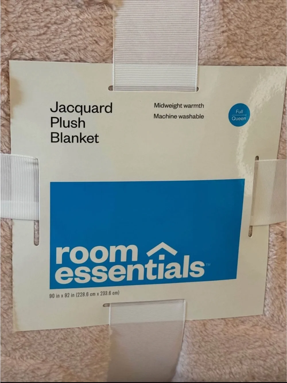 Room Essentials Plush Jacquard Blanket in Blush Pink